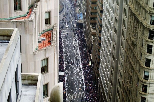 From the 2008 ticker tape parade for the NY Giants